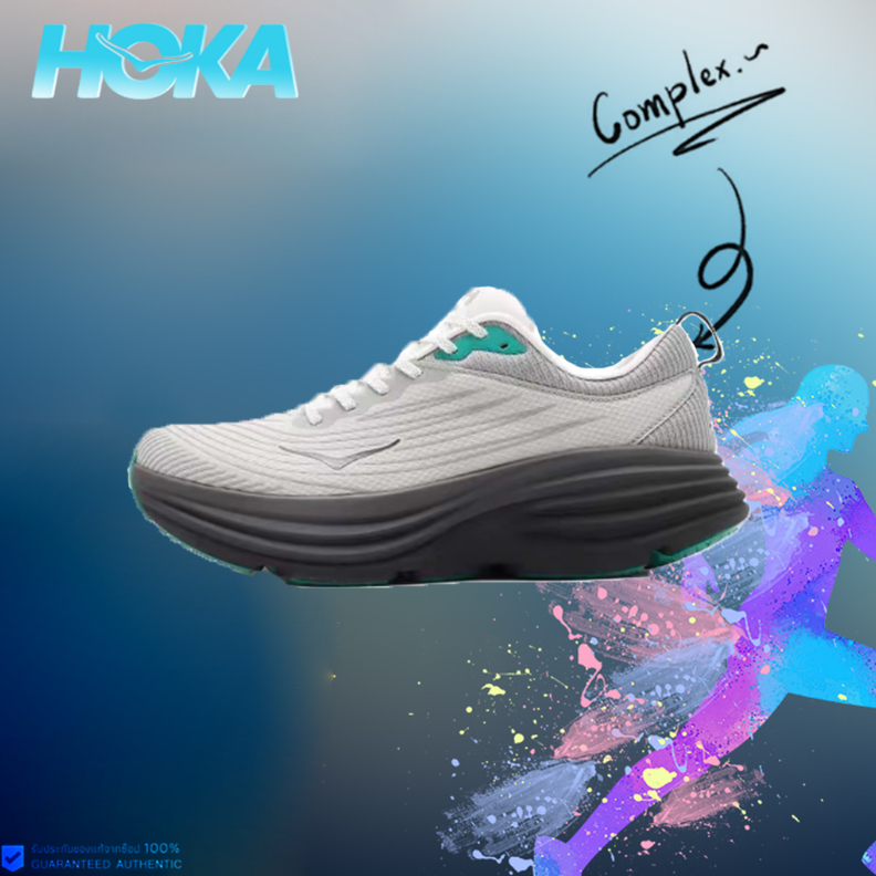 HOKA ONE ONE Bondi 8 Tech Stealth Bondi 8 Low cut White Black Green（ของแท้ 100%💯）