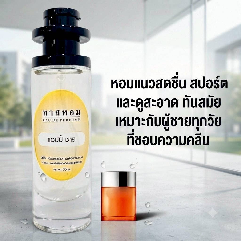 น้ำหอมกลิ่น แฮปปี้ ผู้ชาย ติดทนนาน 8 ชั่วโมงแบบเข้มข้น %