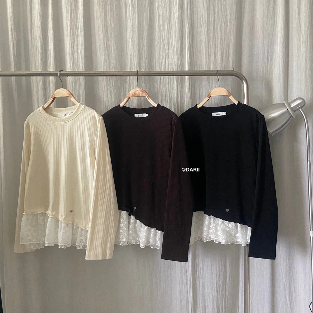 Hana Top (ฮานะ) | เสื้อผ้ายืดแขนยาว แต่งระบาย 2 ชั้น