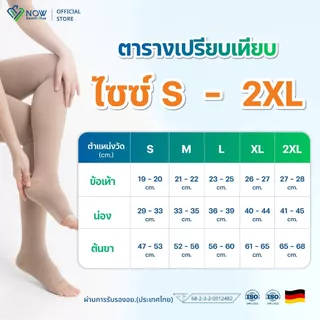 NOWHealthPlus+ ถุงน่องเส้นเลือดขอดใต้เข่า-ข้อเท้า แบบ SOFT FLEX ถุงน่องแรงดันเกรดการแพทย์ ลดปวดขา ขาบวม ยืนนาน
