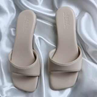 YOURSHOES O17 / รองเท้าส้นสูง 1นิ้ว รองเท้าหนังนิ่ม รองเท้าแบบสวม
