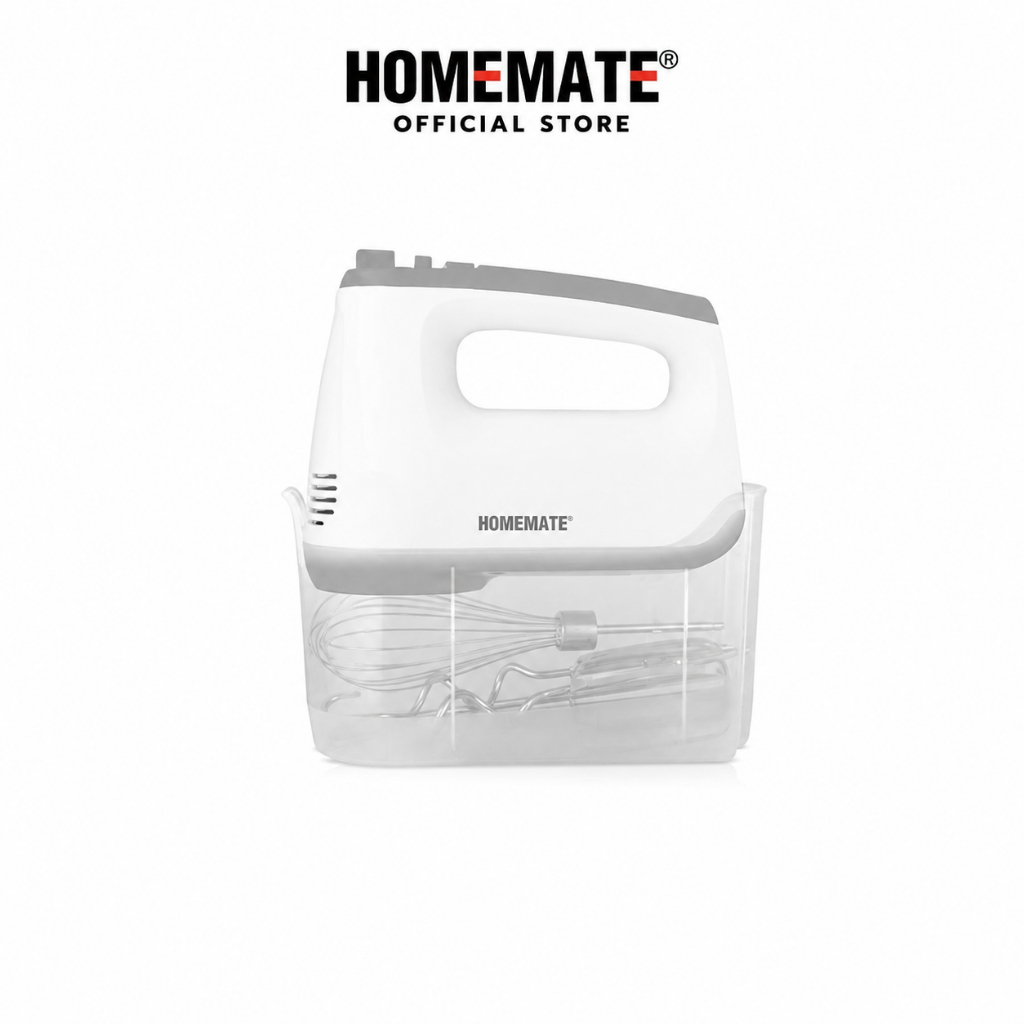 HOMEMATE เครื่องตีไข่มือถือ รุ่น HOM-269112 สีขาว-เทา