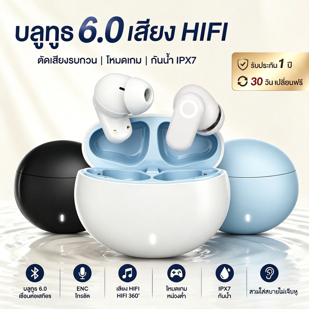 Neo【COD】หูฟังบลูทูธไร้สาย ตัดเสียงรบกวน HD โทรชัด ดีเลย์ต่ำ 
