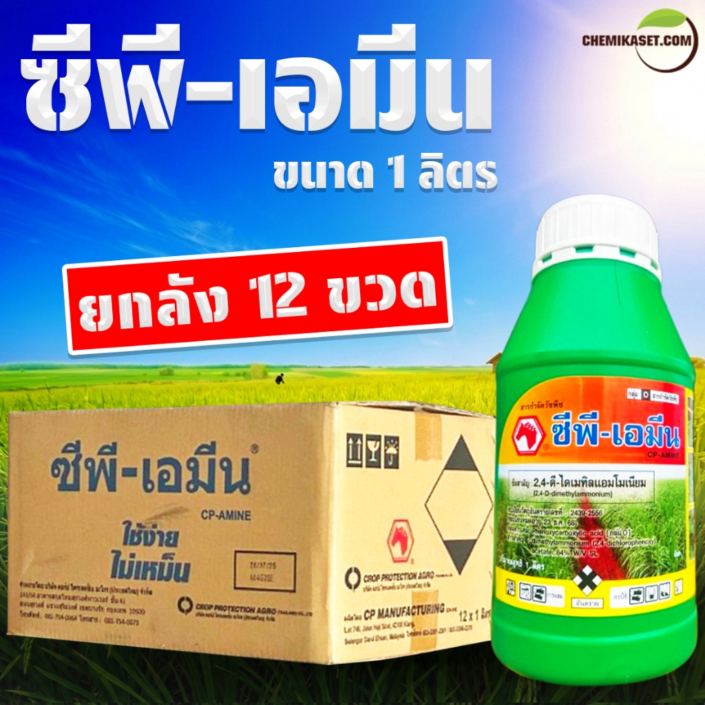 (ยกลัง 12 ขวด) ซีพี-เอมีน ขนาด 1 ลิตร ทูโฟดีน้ำ กำจัดวัชพืชใบกว้าง