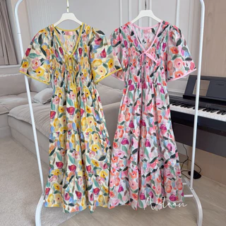 NITAAN ♥️ PORJAI DRESS เดรสพอใจที่ทำถึงมาก พลอยอยากได้คอตตอนยาวใส่ไม่ร้อน ช่วงบนสม็อคไม่พอง แขนปล่อยๆ ออกมาเป็นตัวนี้ค่า