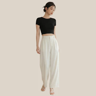 WsimpleBra | Ginny Crop Top เสื้อยืดทรงครอป คอกลมแขนสั้น มีบราในตัว เลิกใส่ชุดชั้นในและซิลิโคลปิดจุก