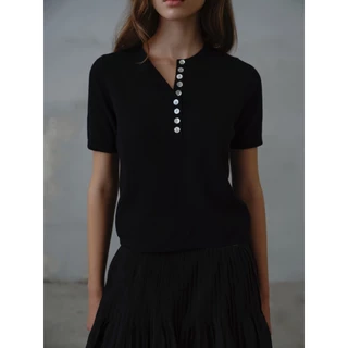 Hounddown - Cika Button Knit Top