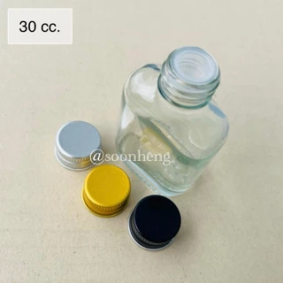 [WG83] (แพ็ค 300 ใบ) ขวดแก้วแบน 30 cc ฝา+จุกใน
