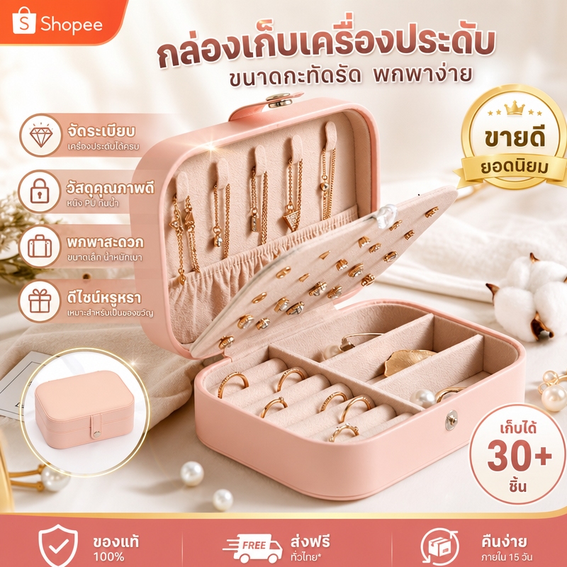 กล่องเก็บเครื่องประดับ ขนาดเล็กกะทัดรัด ประณีต สำหรับเก็บต่างหู แหวน สร้อยคอ อุปกรณ์เสริมต่างๆ