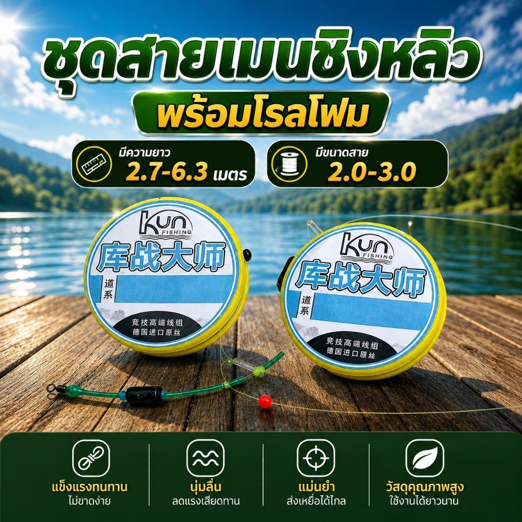 โรลโฟมEVAพร้อมชุดสายเมนชิงหลิวพร้อมตกมีขนาด2.7-6.3เมตร