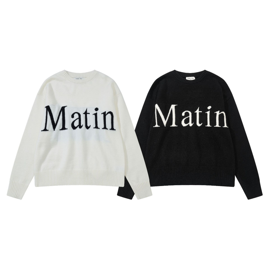 Matin Kim Big Logo Knit Pullover เสื้อแขนยาว ถักไหมพรม มาร์ติน คิม แบรนด์เกาหลี แท้ 100%