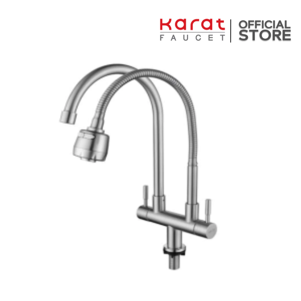 Karat Faucet ก๊อกซิงค์งวงคู่ติดบนเคาน์เตอร์แบบงวงอิสระ รุ่น KF-79-550-63