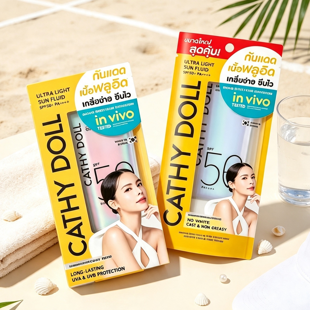 กันแดด Cathy Doll Ultra Light Sun Fluid SPF50+ PA++++ （40ml 70ml） เคที่ ดอลล์ ครีมกันแดดเนื้อฟลูอิด