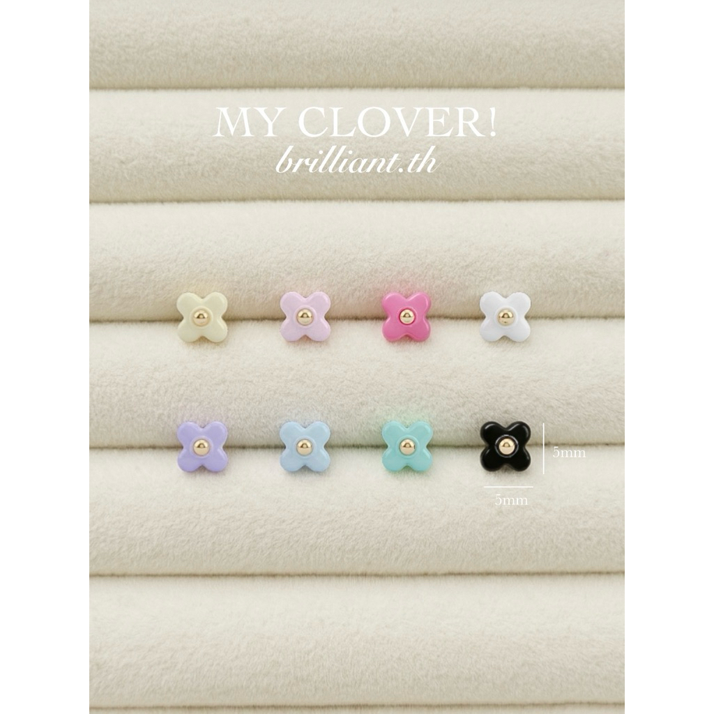 จิวหูเกาหลี MY CLOVER! ก้านแสตนเลสเกรดเครื่องมือแพทย์ Surgical Stainless Steel (จิวแป้นกลม1.2mm ยาว6mm)