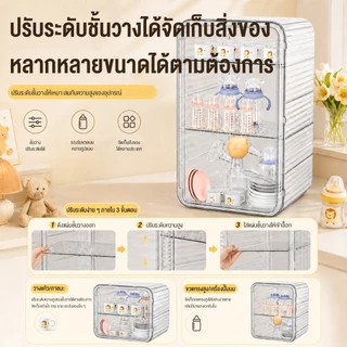 doudou กล่องเก็บขวดนมเด็ก กล่องเก็บของใช้เด็ก ความจุขนาดใหญ่ 4 ชั้น กล่องเก็บของกันฝุ่นพร้อมฝาปิด
