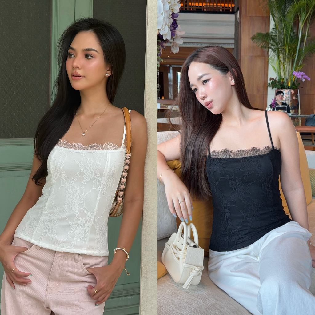 Tina top by Duex Studio (XS-2XL) สายเดี่ยวลูกไม้ทรงcorsetแต่ไม่มีโครง