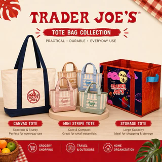 กระเป๋าผ้ามินิ นำเข้า🇺🇸 Trader Joe's Mini Tote Bag รุ่นลายริ้วพาสเทลสุดฮิตสุดละมุน 🧸