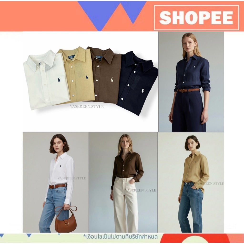 (New IN)เชิ้ตแขนยาว RL ลินิน (Women's)
