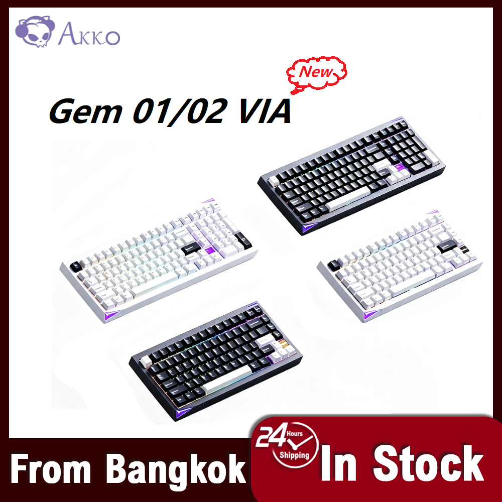 Akko Gem 01/ 02 VIA แป้นพิมพ์แบบ Tri Mode Hot Swap เค้าโครง 75/98