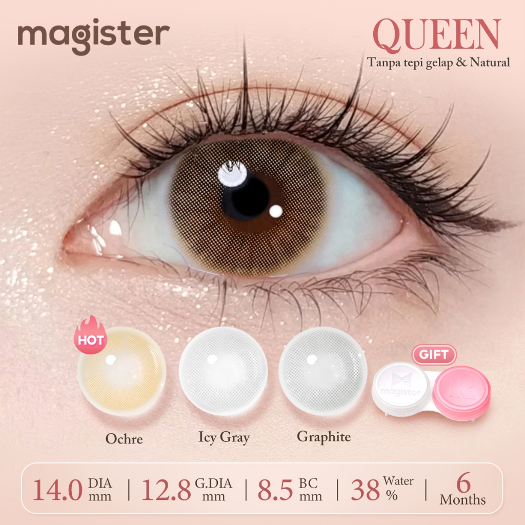 Realcon คอนแทคเลนส์ ซีรีส์ควีน Queen 6 เดือน Mini Olivia Ochre แว่นตาสายตาสั้น 14.00mm แว่นตาสายตาสั