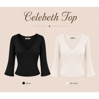 SEPTEMBER ME -Celebeth Topเสื้อดีไซน์คอวีแต่งลูกไม้