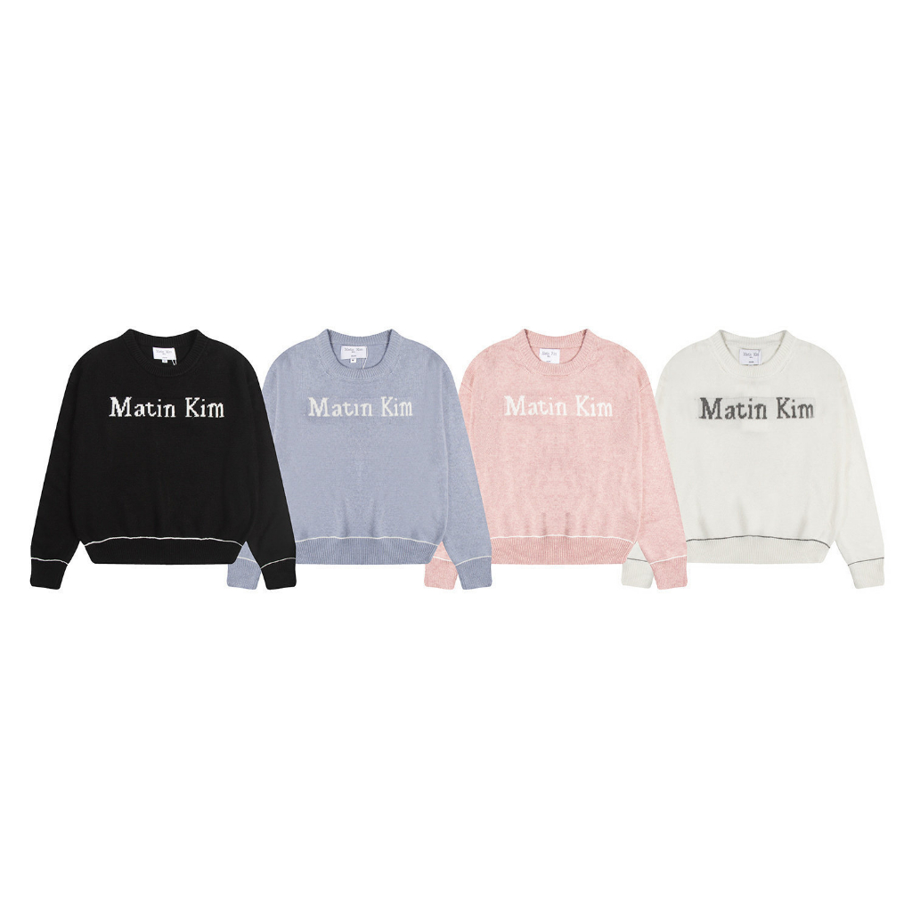 Matin Kim LOGO STITCH KNIT SWEATER เสื้อไหมพรมแขนยาว แบรนด์เกาหลี แท้ 100%