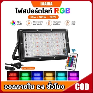 🚀ส่งด่วน ส่งไว 🚀ไฟตกแต่งสนามหญ้า RGB LED กันน้ำ พร้อมสายไฟมาตรฐานยุโรปยาว 1.8 เมตร กำลังไฟขาออก 50W/100W