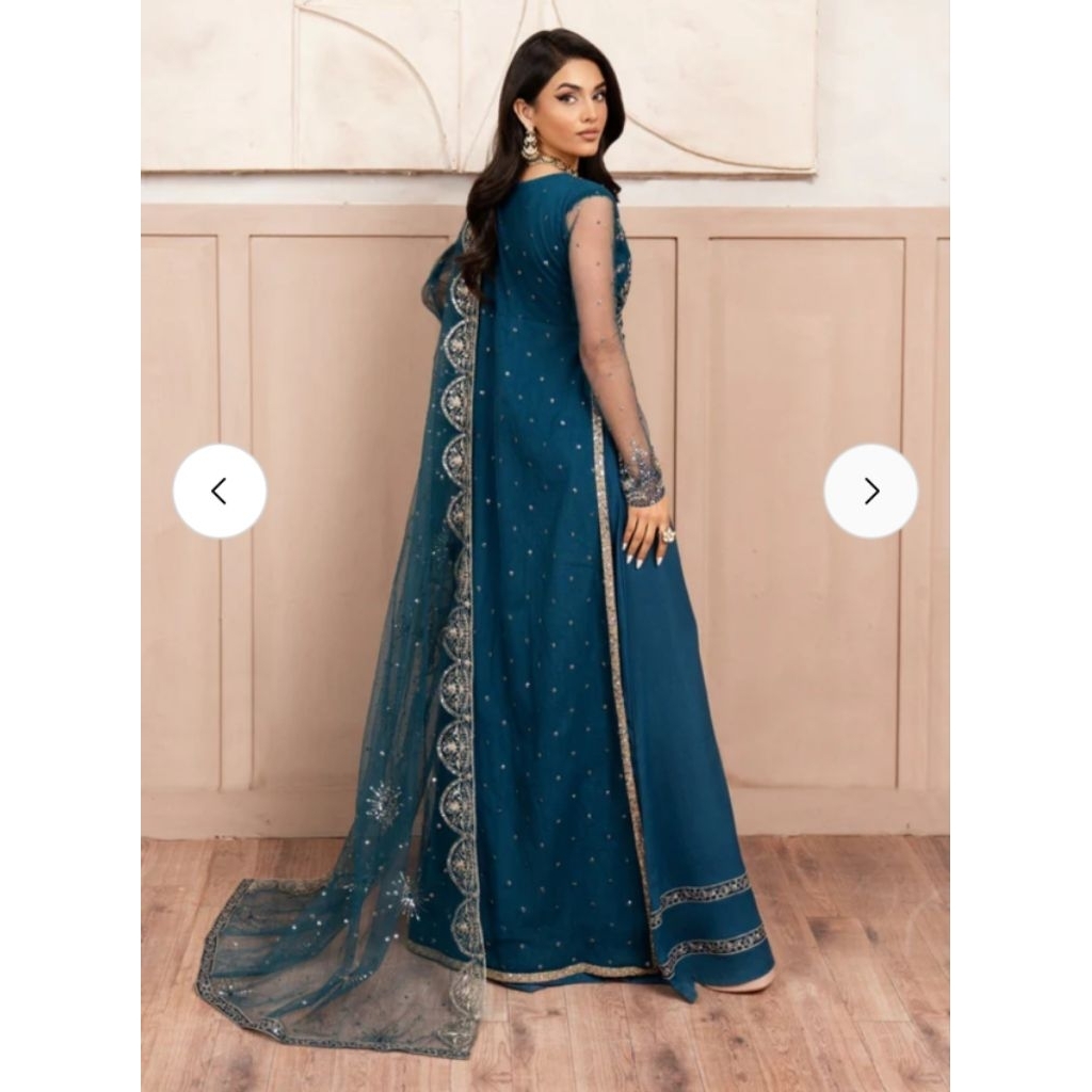 Royal blue Pakistani wedding dress in gowns.