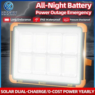 KKSKY ไฟฉุกเฉิน โซล่าเซลล์ 50000W 100000W ฝนตกชาร์จได้ สปอตไลท์พกพา IP68 solar light ไฟพกพาอเนกประสง ไฟฉุกเฉินในบ้าน LED