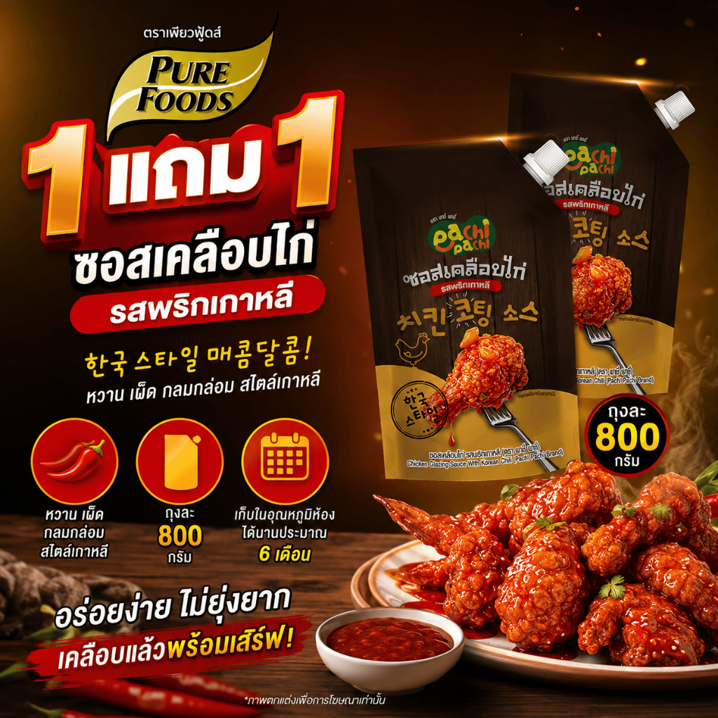 [1 แถม 1] ซอสเคลือบไก่ รสพริกเกาหลี  ตราพาชี่พาชี่  ซอสไก่เกาหลี  สไตล์เกาหลี ซอสไก่บอนชอน มีเก็บปลายทาง