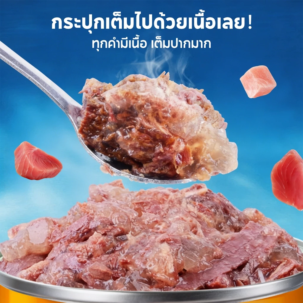 สินค้าใหม่ กระป๋องทูน่าเนื้อแดงแมว PET RECORD 430g 3รส โปรตีน≥30% น้ำซุปช่วยดื่มน้ำ โอเมก้า3 บำรุงขน แมวทุกวัย thumbnail 6
