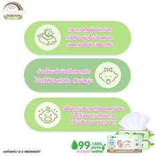 DODOLOVE Organic ทิชชู่ ทิชชู่เปียก สูตรออแกนิก สำหรับเช็ดทำความสะอาด เด็กแรกเกิดใช้ได้ 80 แผ่น/ห่อ