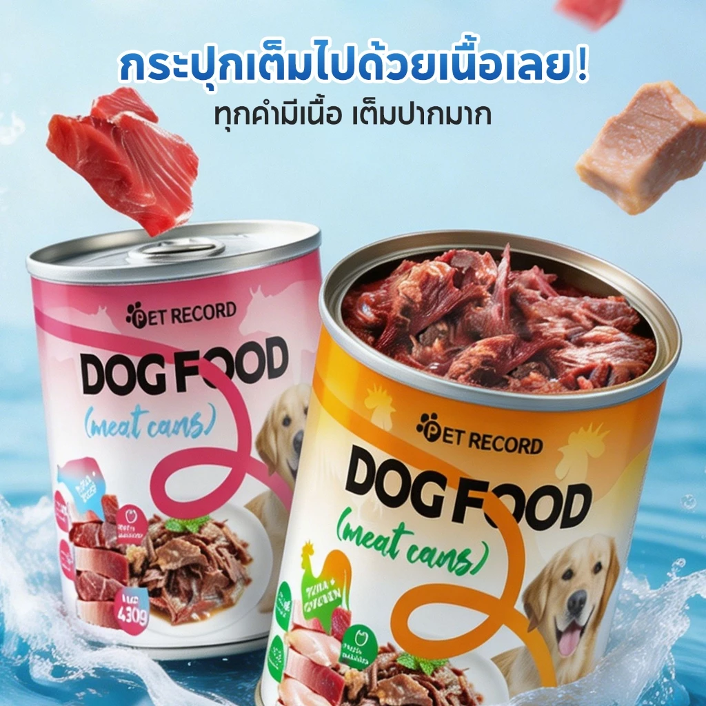 สินค้าใหม่ กระป๋องสุนัข PET RECORD 430g ทูน่าเนื้อแดง 3รส โปรตีนสูง น้ำซุปเติมน้ำ โอเมก้า3 บำรุงขนสุนัขทุกวัย thumbnail 6