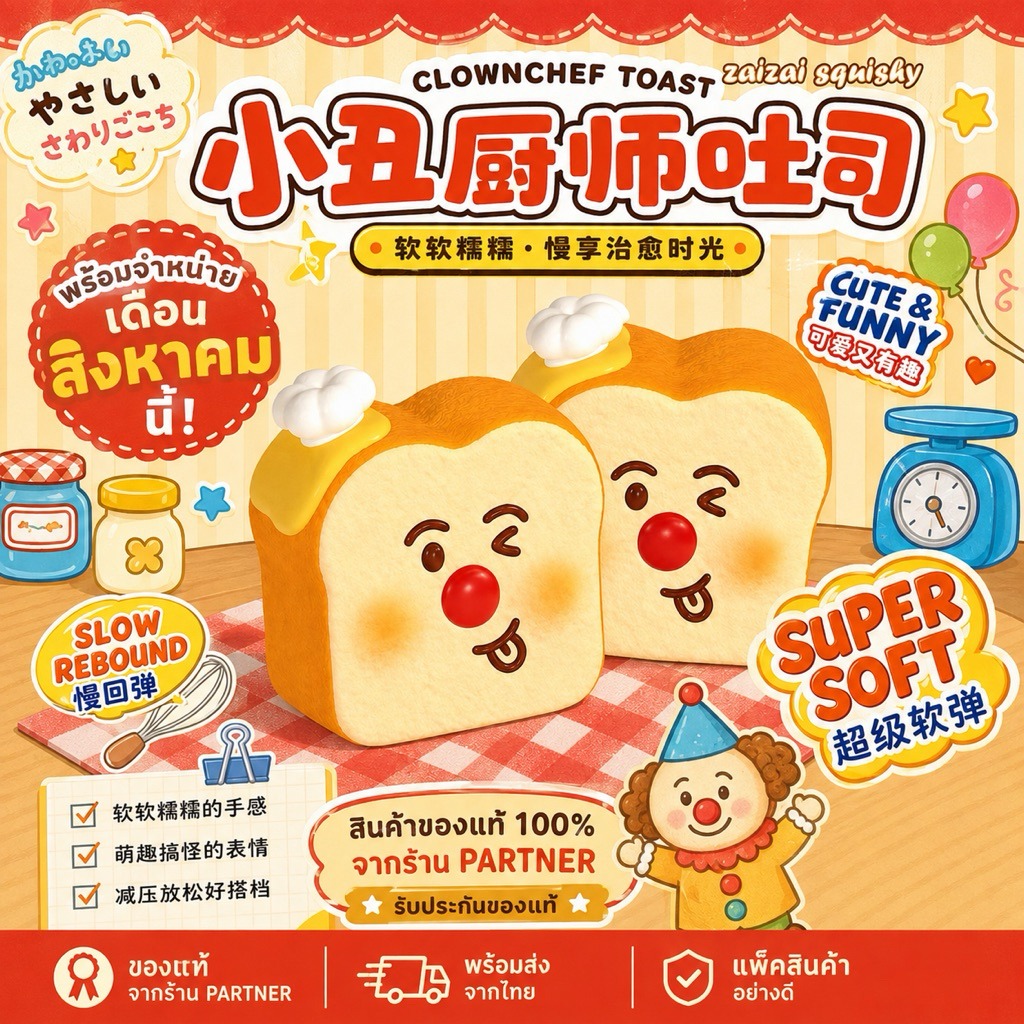 (พร้อม มส่งในไทย)Zai Zai Squishy – สกุชชี่ขนมปังรวมตะกร้า 2 แบบ | Slow Rebound