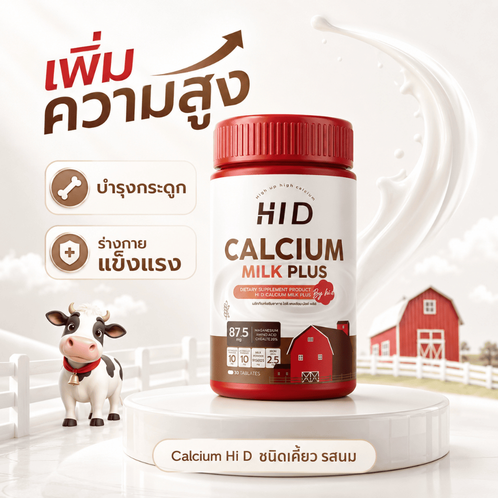 ร้านค้าบริษัท Hi D Milk Plus แคลเซียมเม็ดเคี้ยว รสนม วิตามินแคลเซียม ทานง่าย 30 เม็ด