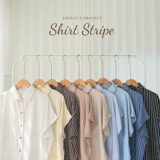 shirt stripe เสื้อเชิ๊ตผ้าพริ้วลายทางผ้าไม่ต้องรีด