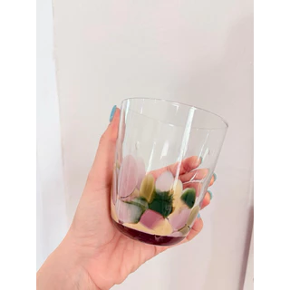 (งานDefect มีรอย) พร้อมส่ง อ่านรายละเอียดก่อนสั่งซื้อ Heart Dot glass แก้วเป่า แก้วลายกระ ความจุ460ml.