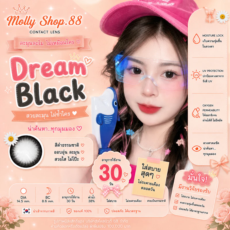 WINK Dream black คอนแทคเลนส์สีดำตาโต