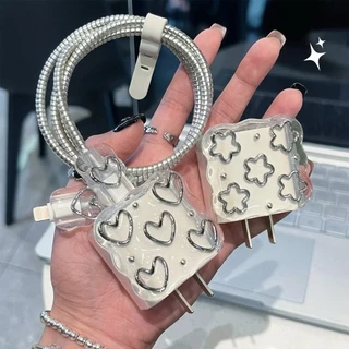 For iPhone 20W สายชาร์จข้อมูลพิมพ์ลายเกาหลีฝาครอบป้องกันสายเคเบิลข้อมูลป้องกันการแตกหักเชือกป้องกันการแตกหัก