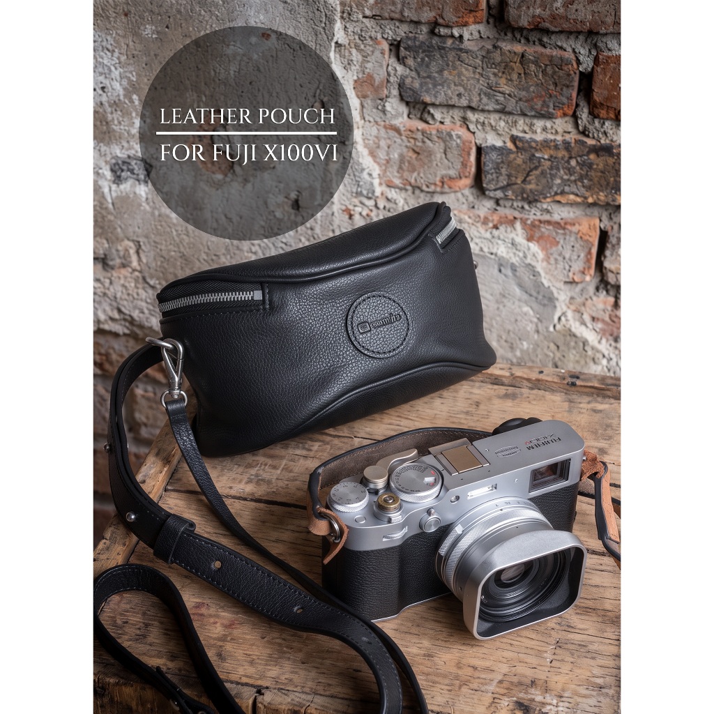 Pouch พร้อมสายสะพาย Fuji X100VI Leica D-LUX8 กระเป๋าหนังแท้ Cam-in Small