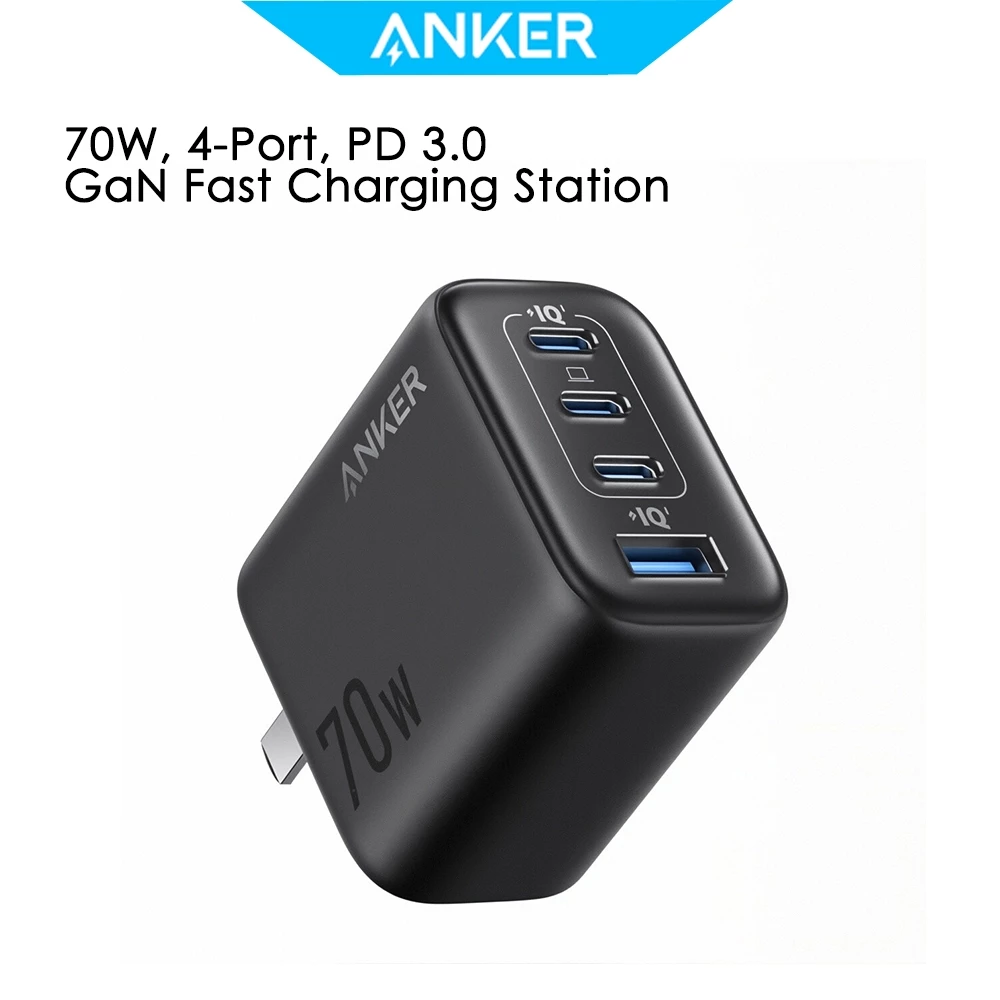 ที่ชาร์จ อังเกอร์ 70W GaN 4 พอร์ต ขนาดกะทัดรัด สำหรับโน้ตบุ๊คและสมาร์ทโฟน