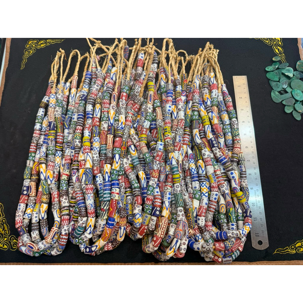 African Mixed Antique Glass Beads|ลูกปัดแก้วโบราณแอฟริกันคละขนาด 8–13 มม.สไตล์ชนเผ่า สำหรับทำเครื่องประดับและงานฝีมือ