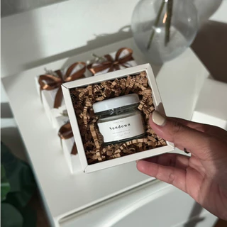 G23 Gift box ของขวัญเทียนหอม 30 ml กล่องขาว โบว์น้ำตาล ไม่รวมถุงกระดาษ ของชำร่วยงานแต่ง