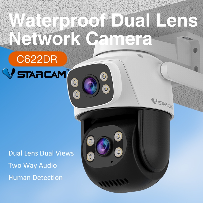 Vstarcam C622DR Wifi กล้องวงจรปิดไร้สาย ความละเอียด 3MP x 2 เลนส์กล้อง กล้องภายนอก พูดคุยโต้ตอบได้