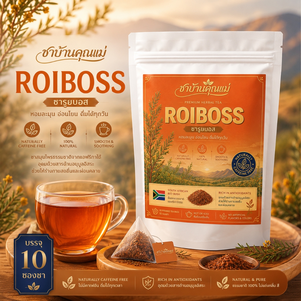 ชาแดงแอฟริกา Rooibos Tea เครื่องดื่มสมุนไพรจากแอฟริกาใต้ Naturally Caffeine-Free