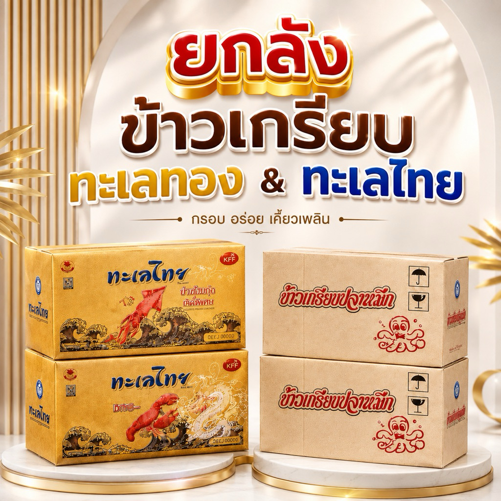 ข้าวเกรียบปลาหมึกทะเล มี12ห่อ400กรัม ยกลังข้าวเกรียบกุ้งทะเลไท 1ลัง มี12ห่อ400กรัม ยกลัง