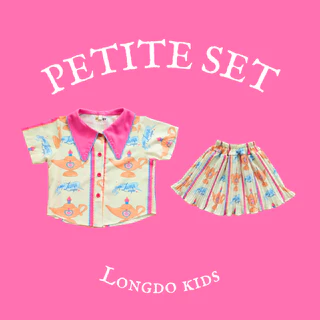 Longdopaws : Petite set ลายใหม่ ชุดเซ็ทเด็กผู้หญิง เสื้อ+กระโปรงอัดพลีท มีซับใน ผ้านิ่มใส่สบาย