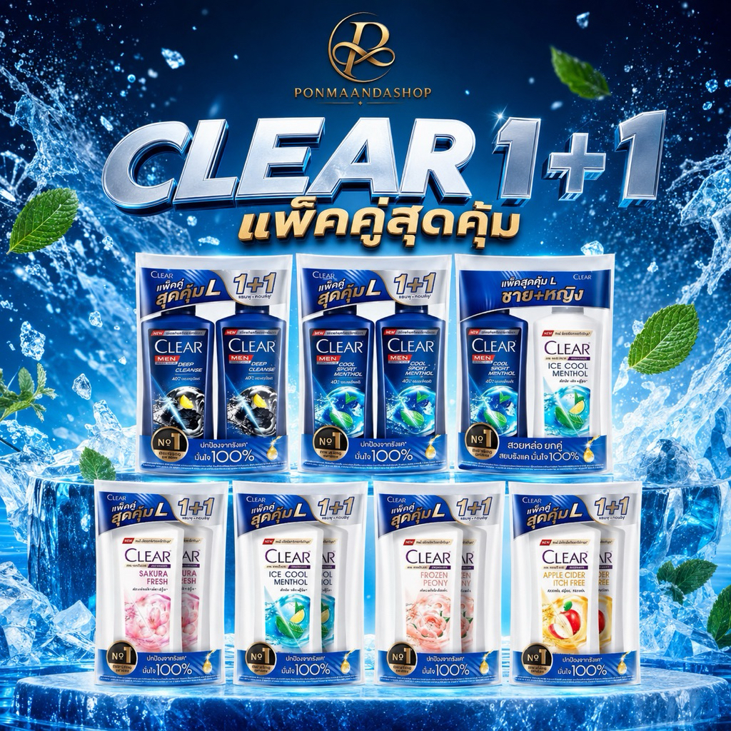 ((แพ็คคู่ 2 ขวด))Clear shampoo เคลียร์ แชมพูขจัดรังแค ขวดหัวปั๊ม 350-400 มล. ชาย/หญิง เลือกสูตรได้เลย