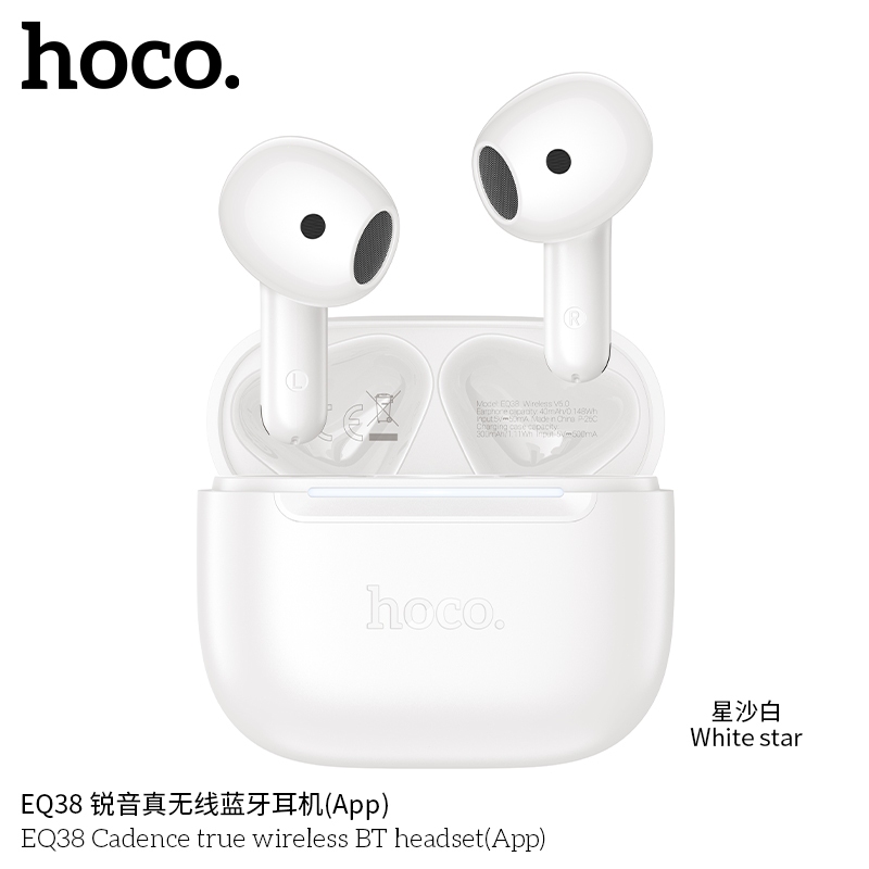 หูฟังบลูทูธ TWS HOCO EQ38 Bluetooth 6.0 ระบบเสียง Hi-Fi เสียงคมชัด ระบบสัมผัส ดีไซน์ Semi-In-Ear สวมใส่สบาย