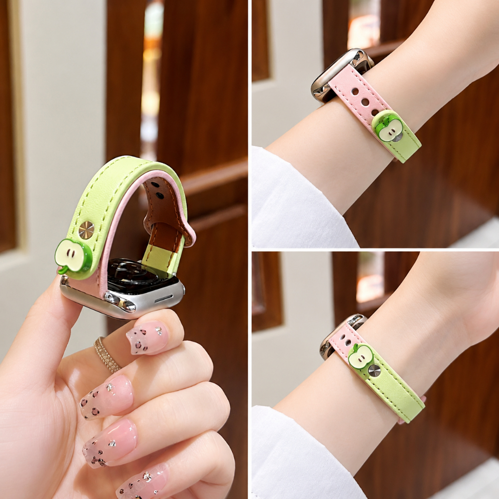 สายนาฬิกา สายหนัง ลายแอปเปิ้ลนูน สามารถใช้สำหรับ AppleWatch SmartWatch มีหลายสี/ขนาด สินค้ามีพร้อมส่งในไทย